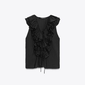 Zara Black Ruffled Women's Top